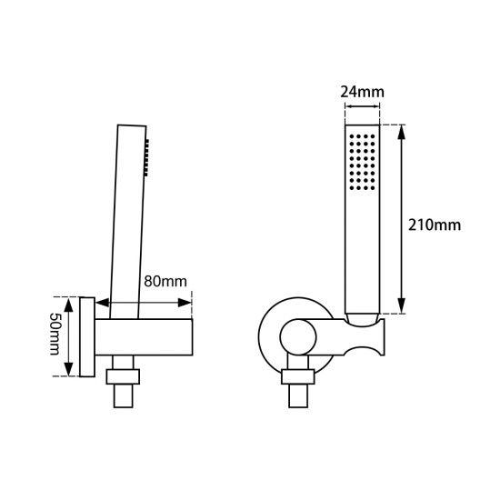 Round Brushed Brass Hand Shower Rail with Handheld Shower - Living and Bathroom
