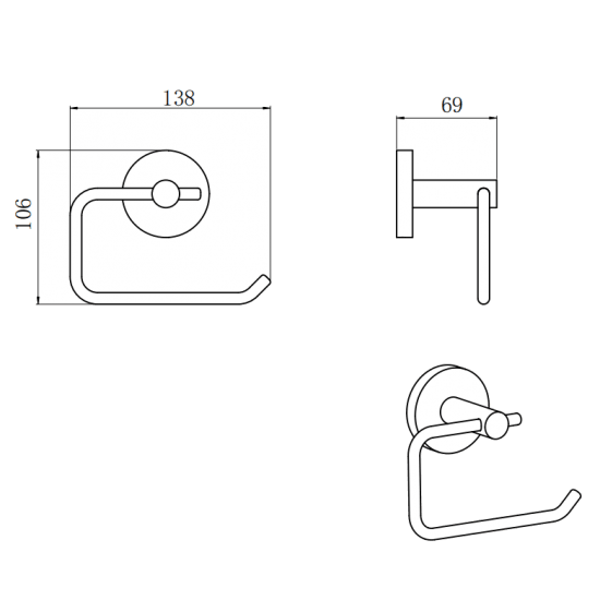 LUCID PIN Series Round Gun Metal Grey Toilet Paper Roll Holder - Living and Bathroom