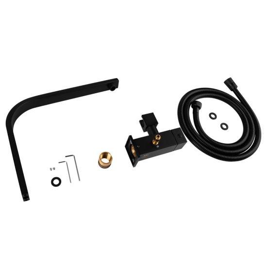 Square Black Shower Station without Shower Head and Handheld Shower - Living and Bathroom