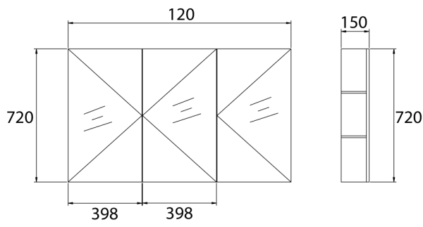 PVC Shaving Cabinet 120cm - Living and Bathroom