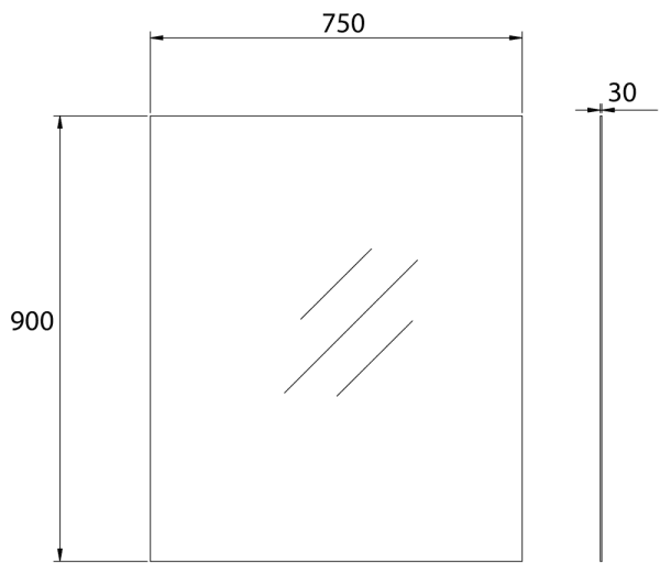Pencil-edge Plain Mirror 90cm - Living and Bathroom