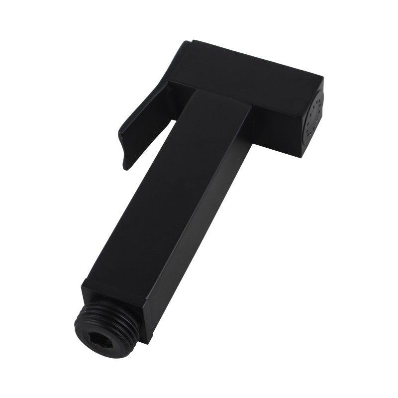 Square Black Brass Toilet Bidet Spray Kit with Stainless Steel Hose - Living and Bathroom