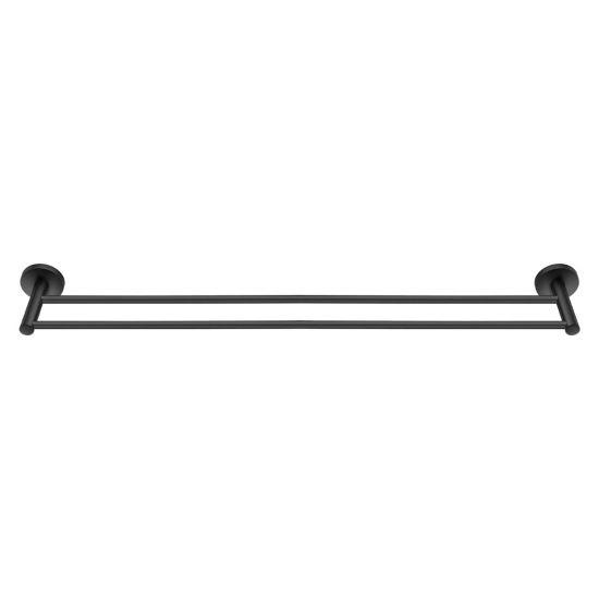 LUCID PIN Round Black Double Towel Rack Rail 800mm - Living and Bathroom