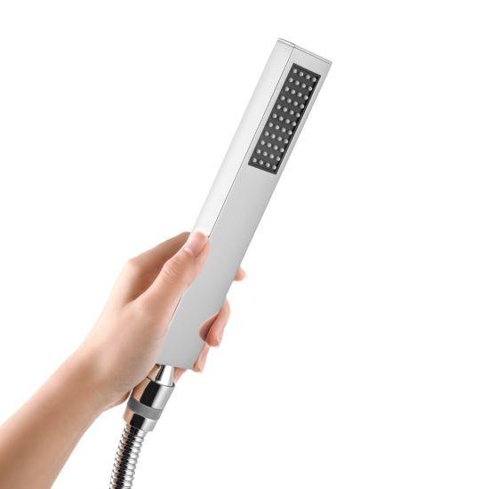 Chrome Brass Square Handheld Shower Spray Head - Living and Bathroom