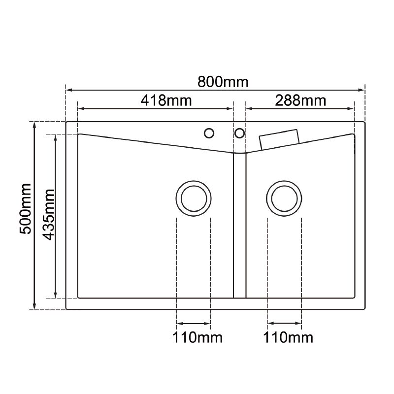 White Carysil CGDB 3220 Double Bowl Stone Kitchen Sink 800*500mm