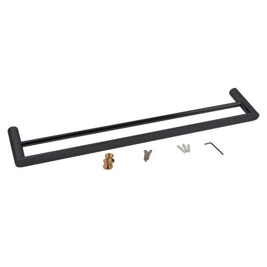RUSHY Black Double Towel Rail 800mm - Living and Bathroom
