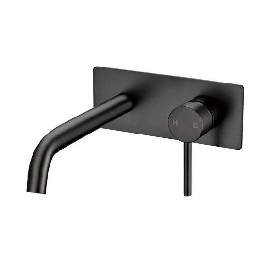 LUCID PIN Series Gun Metal Grey Wall Mixer With Round Spout - Living and Bathroom