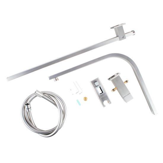 Square Brushed Nickel Shower Station without Shower Head and Handheld Shower - Living and Bathroom