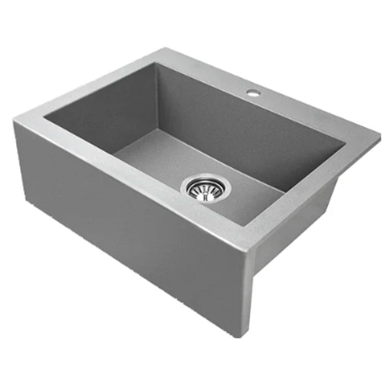 Laveo Komodo Grey Granite Single Bowl Stone Kitchen Sink 490*580*220mm(including Space Saving Siphon and Click-clack Plug)