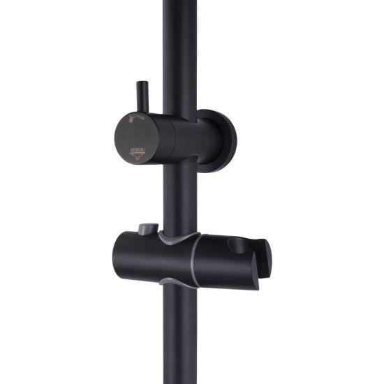 Right Angle Round Matte Black Top Inlet Shower Rail - Living and Bathroom