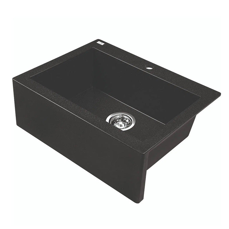 Laveo Komodo Black Granite Single Bowl Stone Kitchen Sink 490*580*220mm(including Space Saving Siphon and Click-clack Plug)