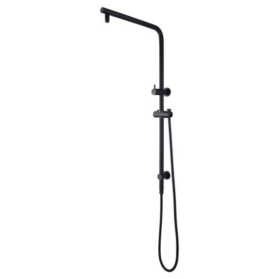 Right Angle Round Matte Black Top Inlet Shower Rail - Living and Bathroom