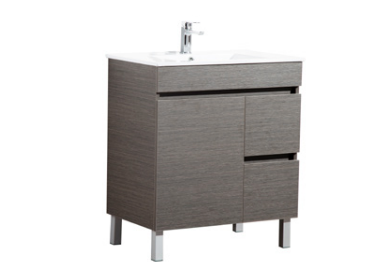 Evie Wood Grain PVC Floor Vanity Left/Right Hand Drawers