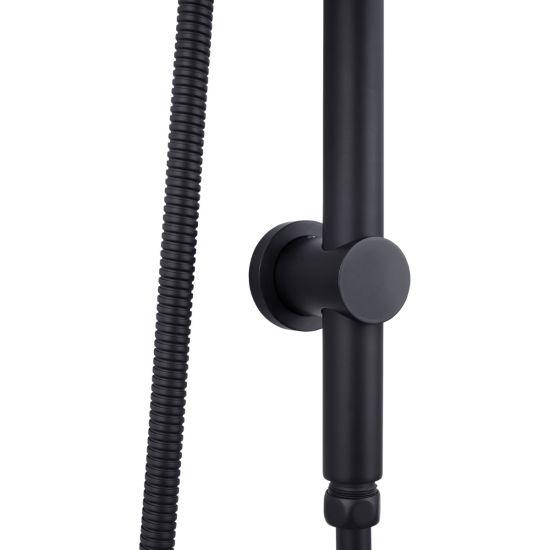 Right Angle Round Matte Black Top Inlet Shower Rail - Living and Bathroom
