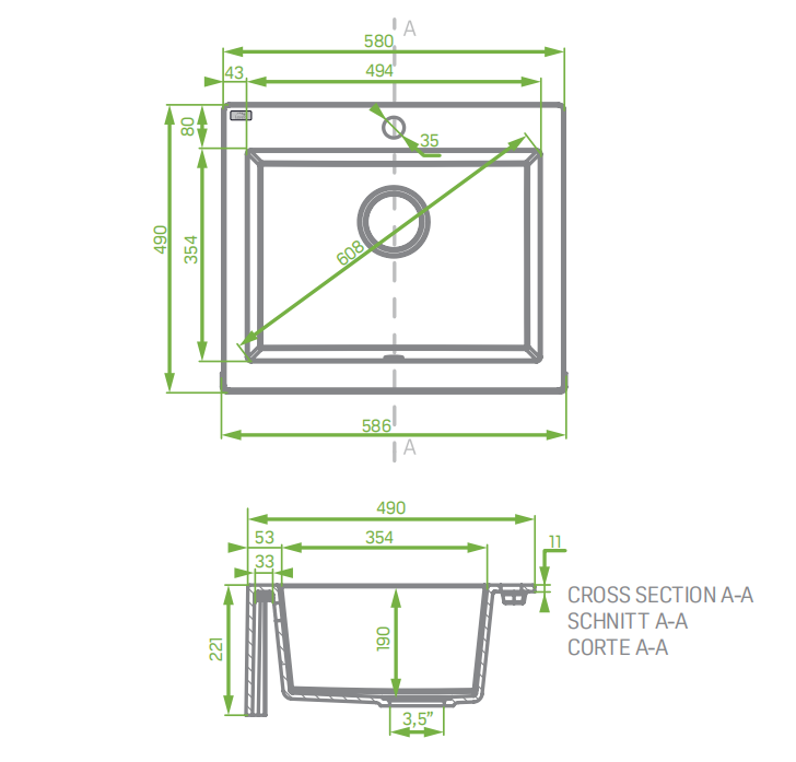 Laveo Grenada Beige Granite Double Bowl Stone Kitchen Sink 470*600*227mm(including Space Saving Siphon and Click-clack Plug)