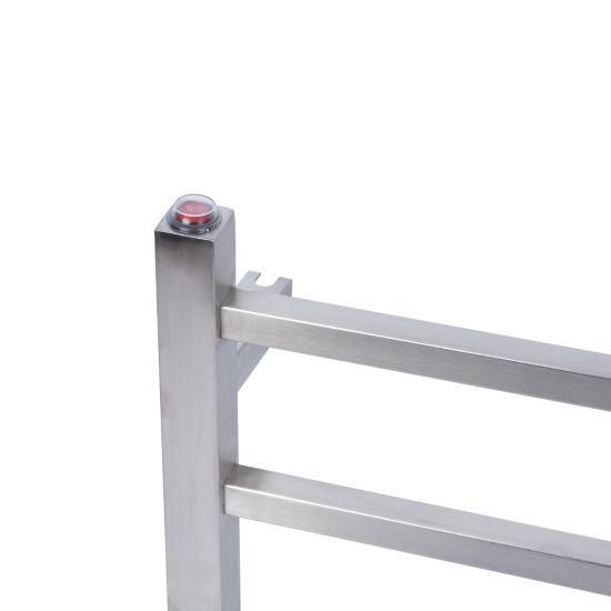 Square Brushed Nickel Electric Heated Towel Rack 6 Bars - Living and Bathroom