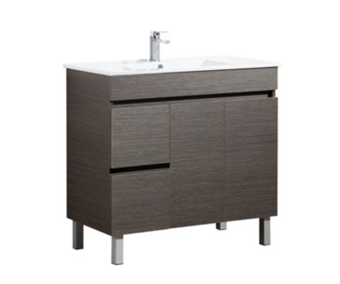 Evie - Wood Grain PVC Floor Vanity 900*460*860mm Left/Right Hand Drawers