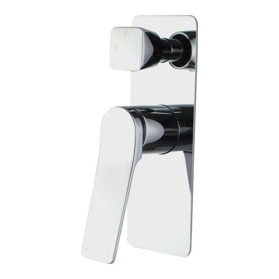 RUSHY Square Chrome Wall Mixer With Diverter - Living and Bathroom