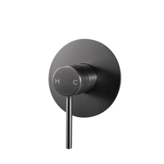 LUCID PIN Gun Metal Grey Round Shower Mixer (80mm Cover Plate)(color up) - Living and Bathroom