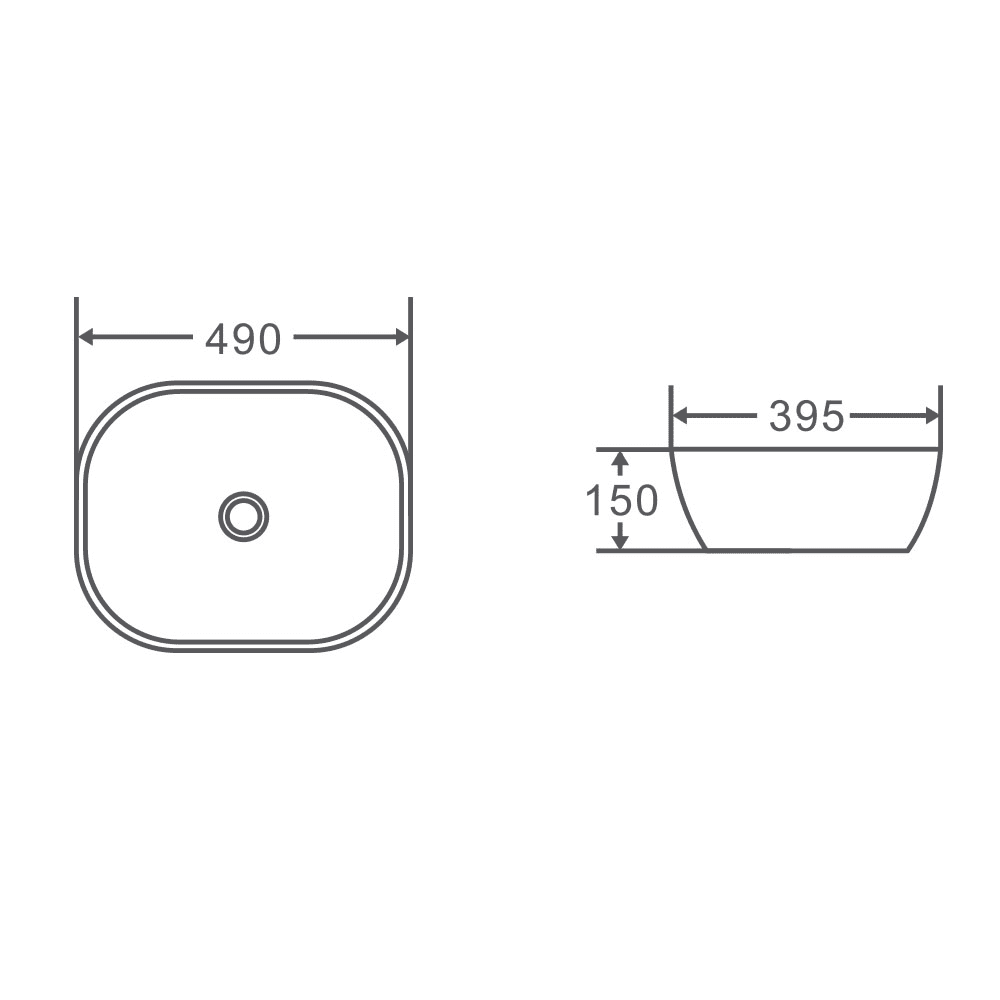 Evea 49 Above Counter Oval Basin - Living and Bathroom