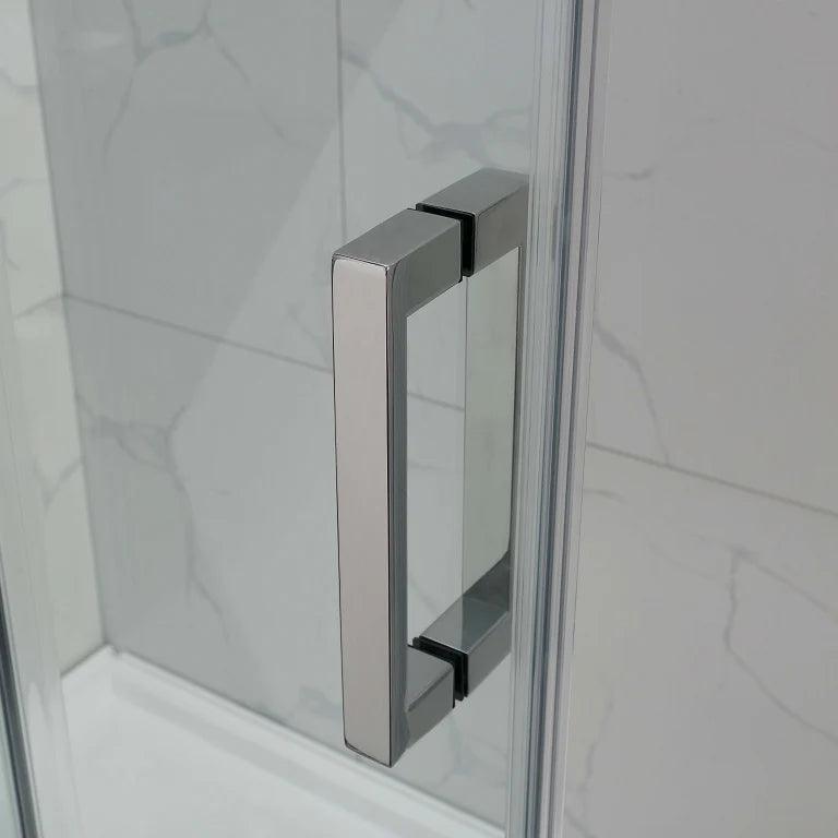 Frameless Adjustable Wall to Wall Sliding Shower Screen Brushed Nickel - Living and Bathroom