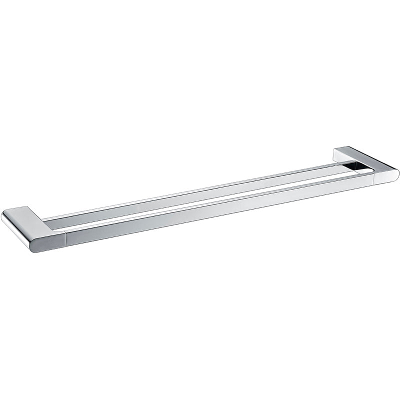 Cora Round Cornered Rectangle Double Towel Rail -Chrome