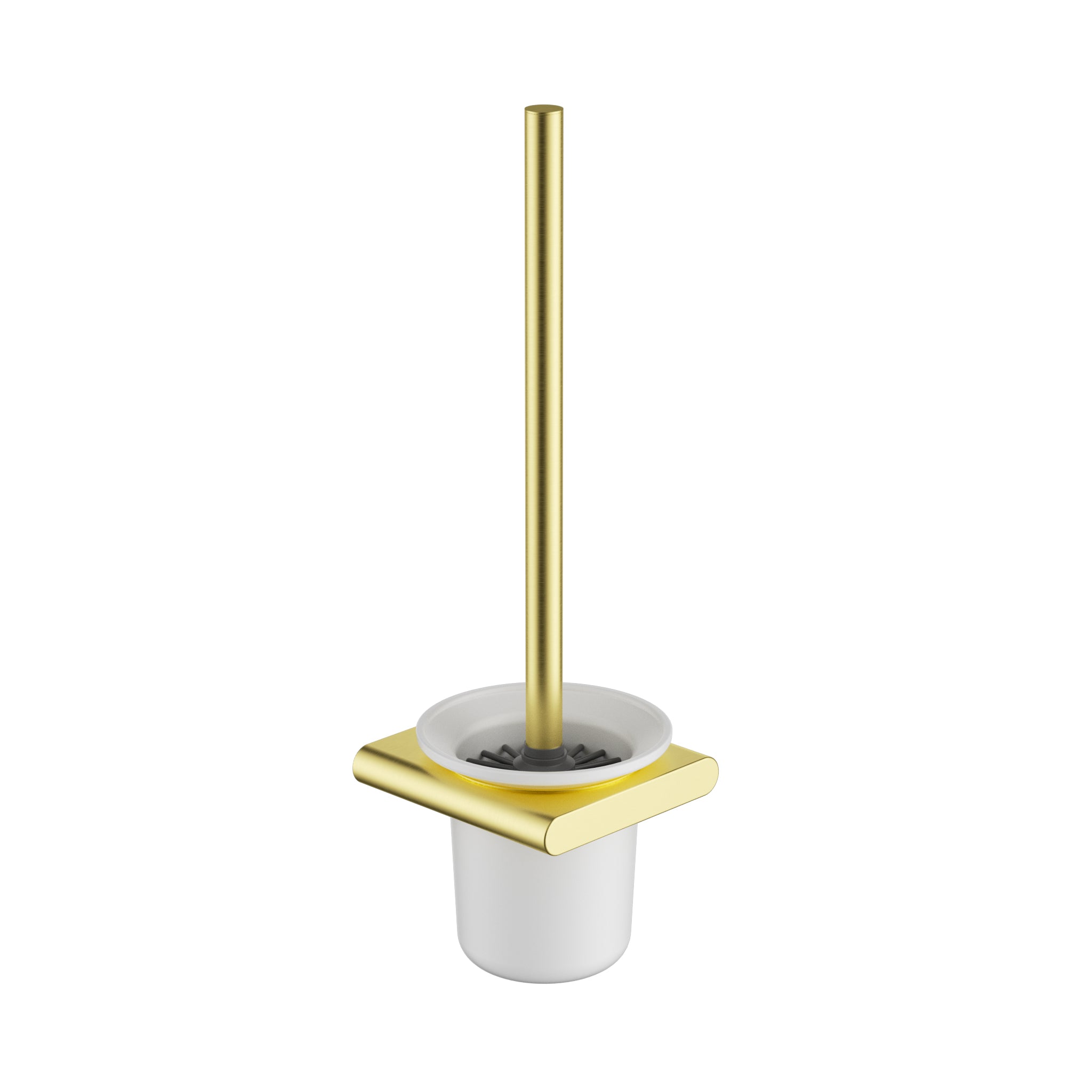 Cora Round Cornered Rectangle Toilet Brush Holder - Brushed Gold