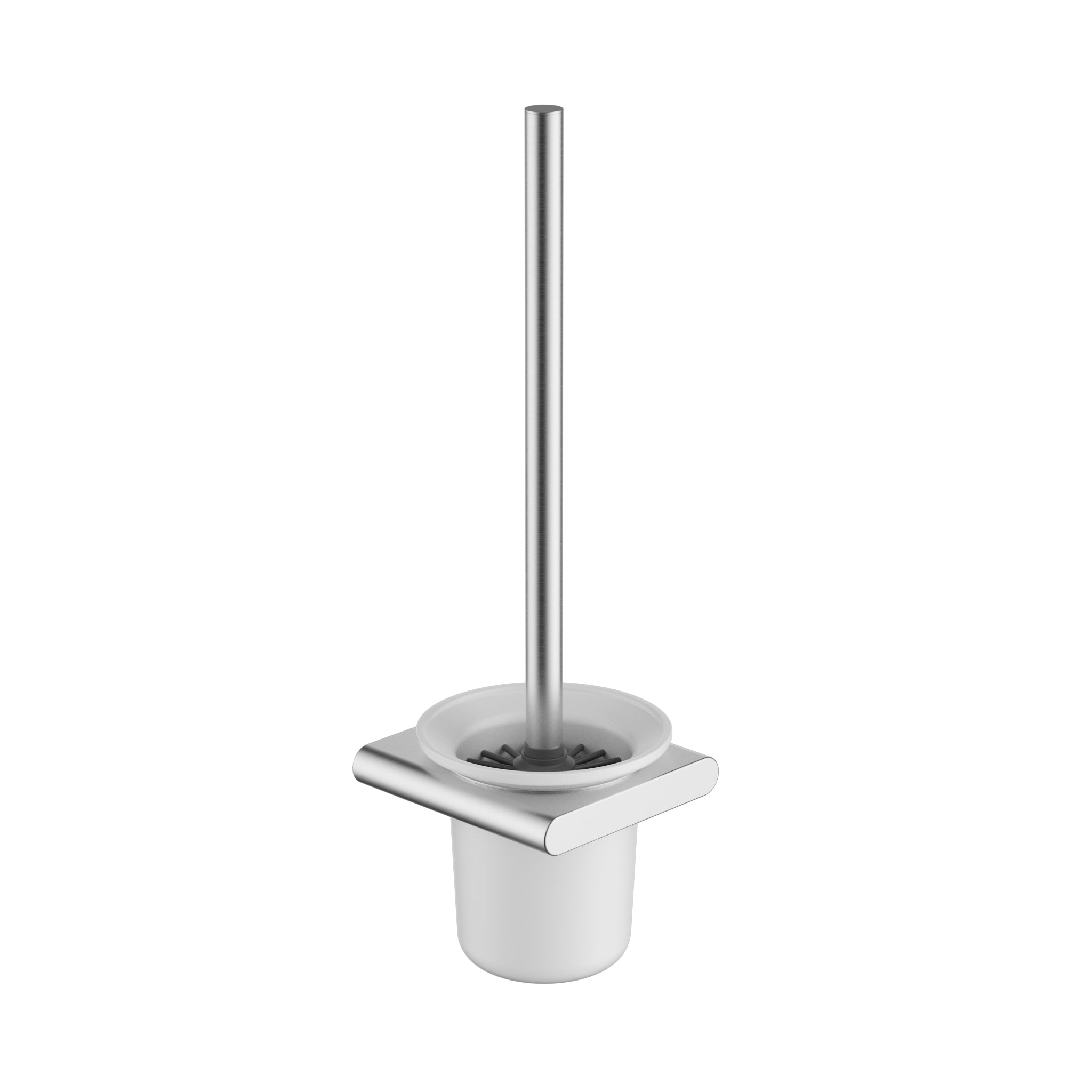 Cora Round Cornered Rectangle Toilet Brush Holder - Brushed Nickel