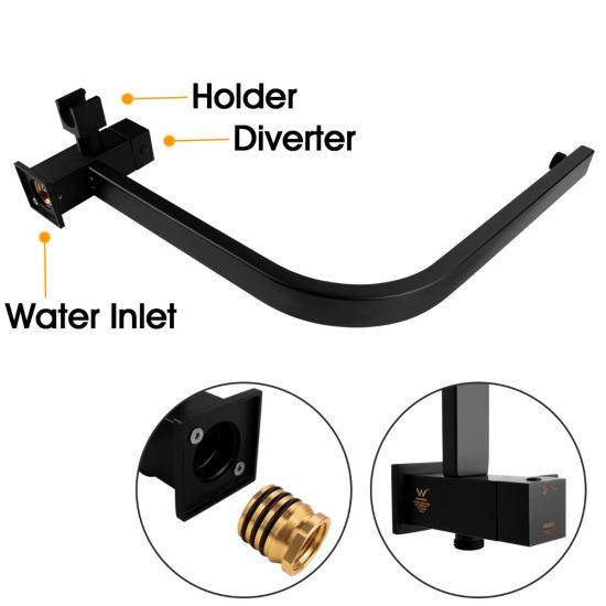 Square Black Shower Station without Shower Head and Handheld Shower - Living and Bathroom