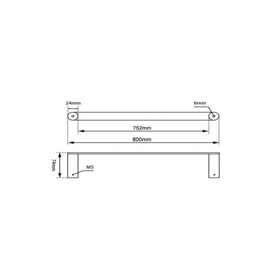 RUSHY Gun Metal Grey Single Towel Rail 800mm - Living and Bathroom