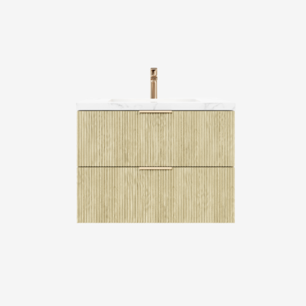 Eden PVC Fluted Waterproof  Wall Hung Bathroom Vanity  Classic Oak