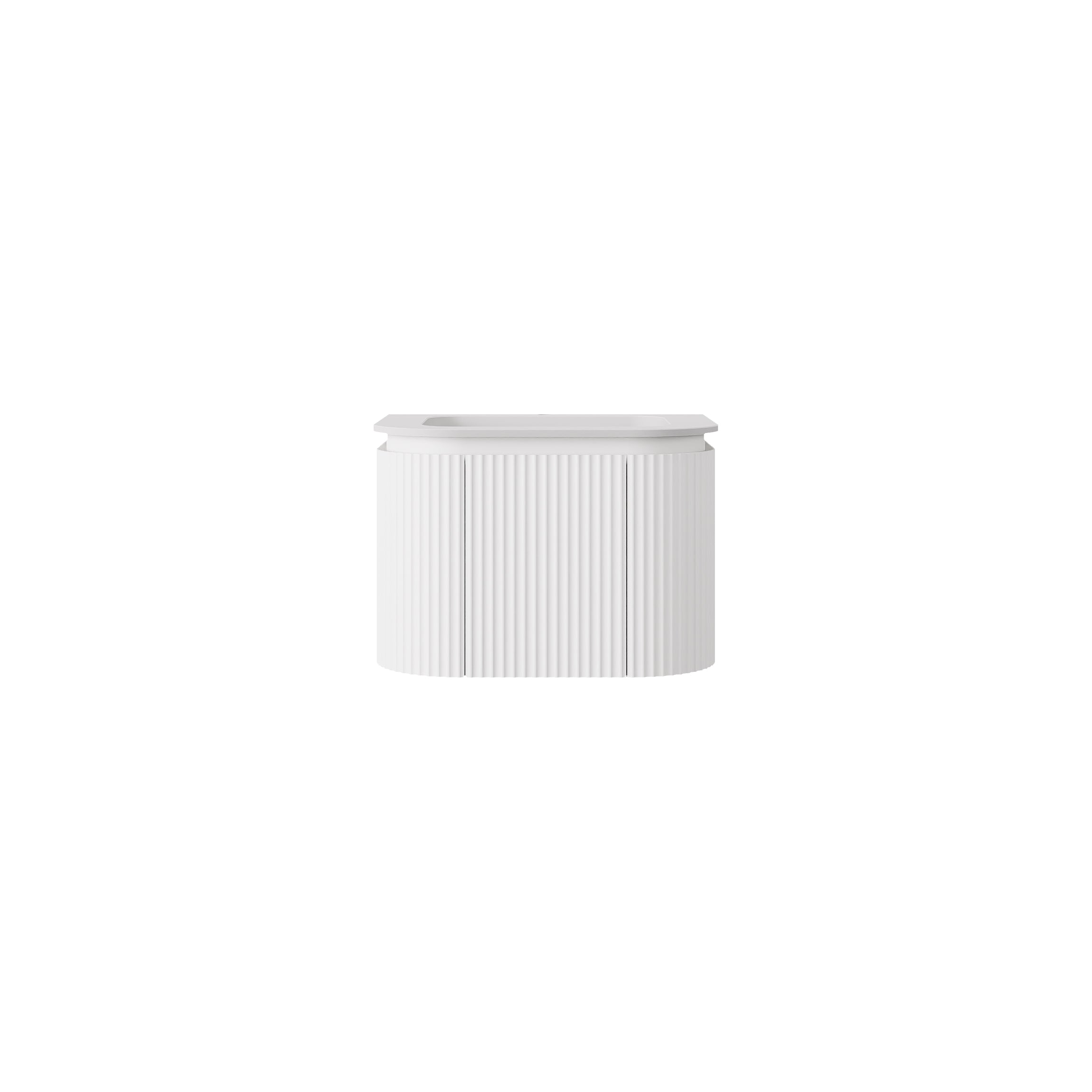 Estella Modern Curve Wall Hung Vanity PVC Cabinet Matte White