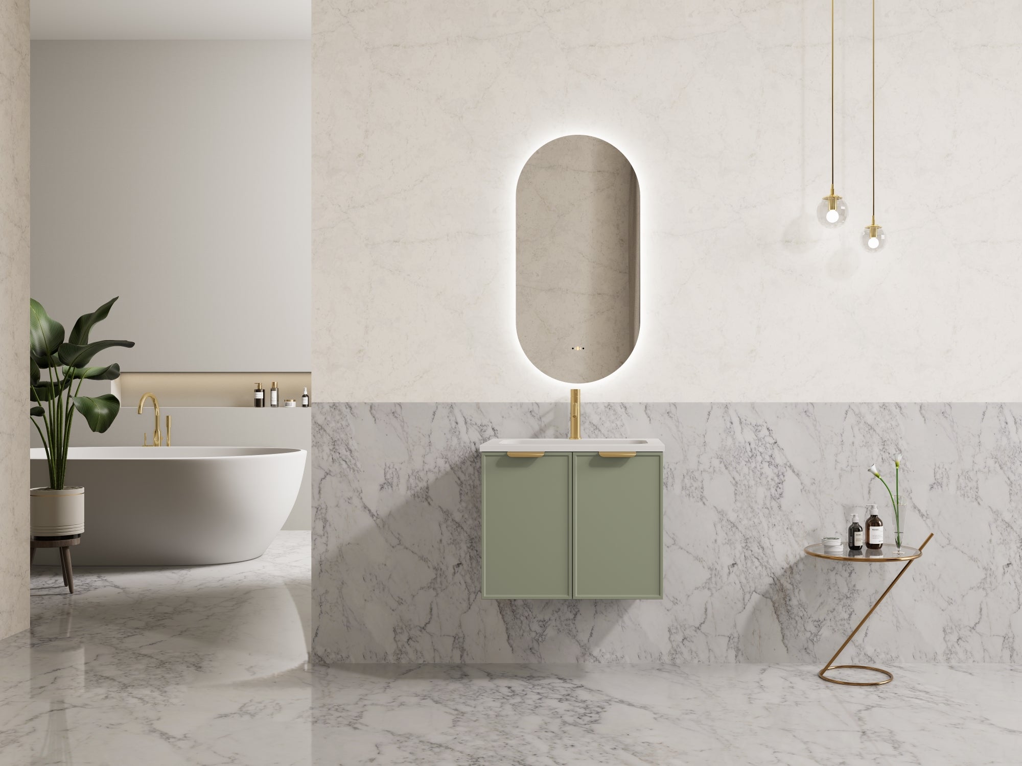 Miami PVC Waterproof Wall Hung Bathroom Vanity Olive Green