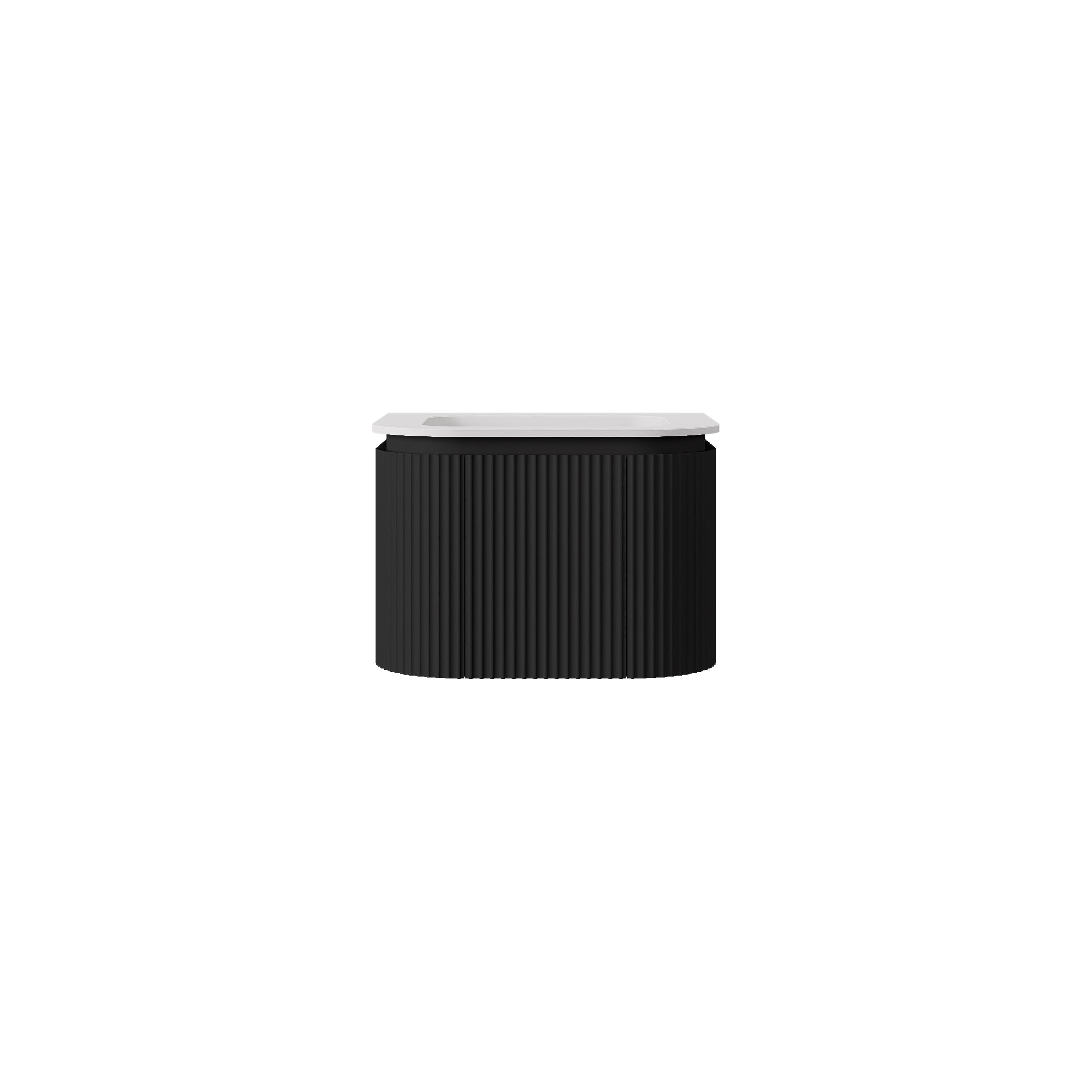 Estella Modern Curve Wall Hung Vanity PVC Cabinet Matte Black