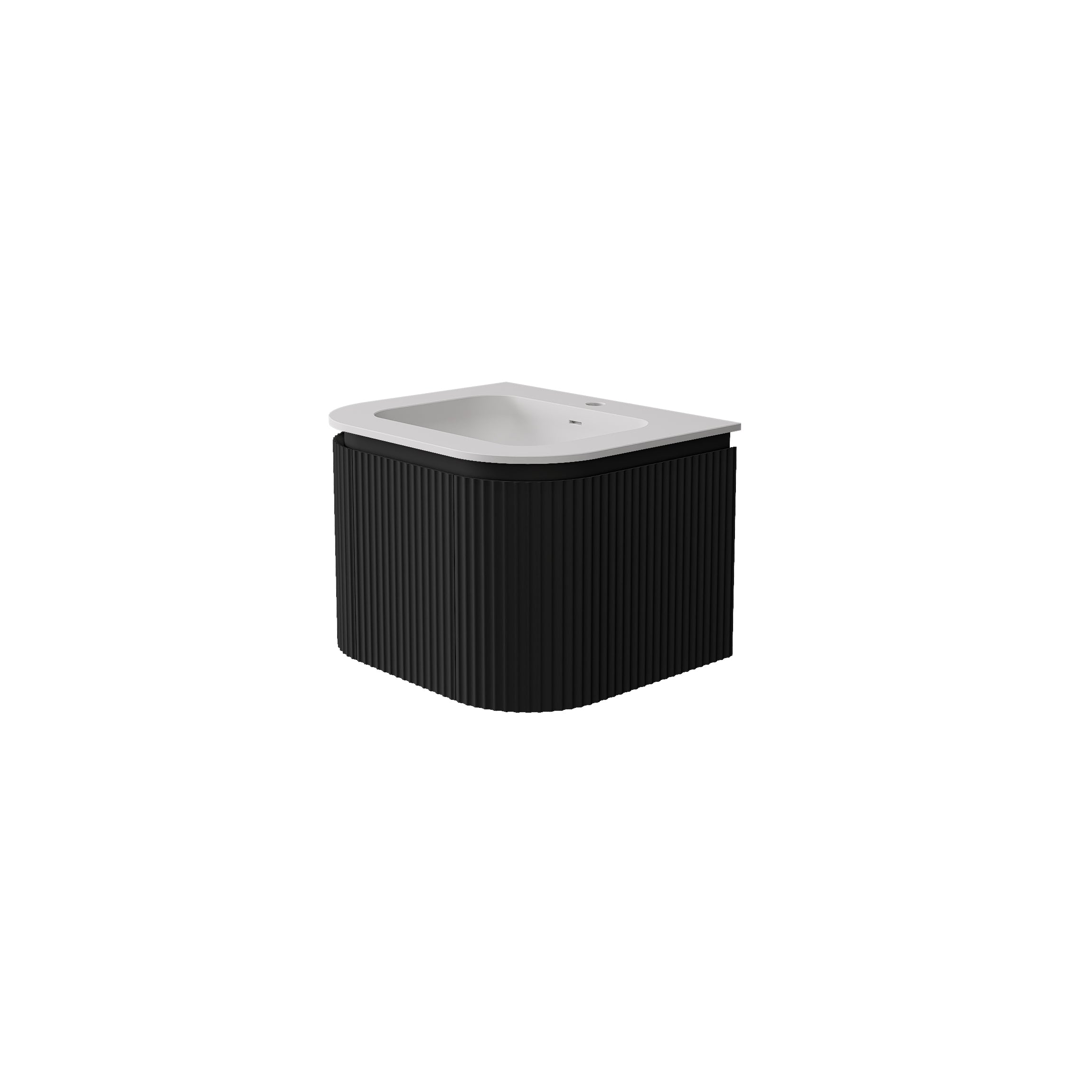 Estella Modern Curve Wall Hung Vanity PVC Cabinet Matte Black