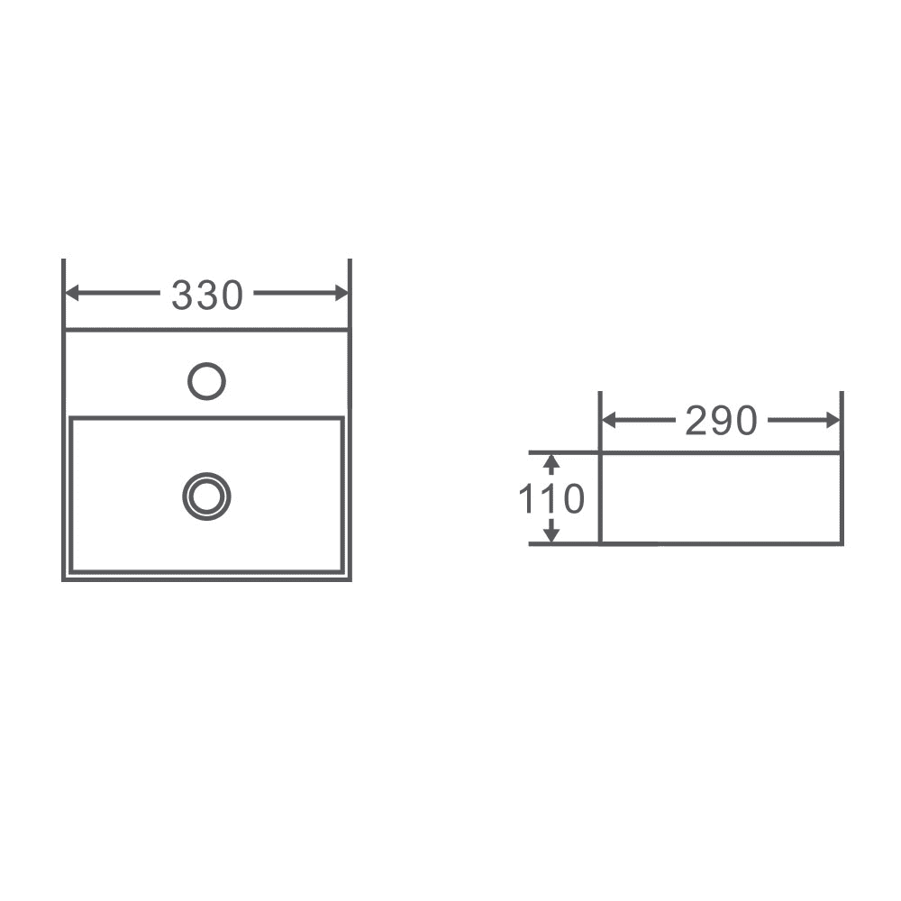 Mini 33 Compact Wall Hung Basin - Living and Bathroom