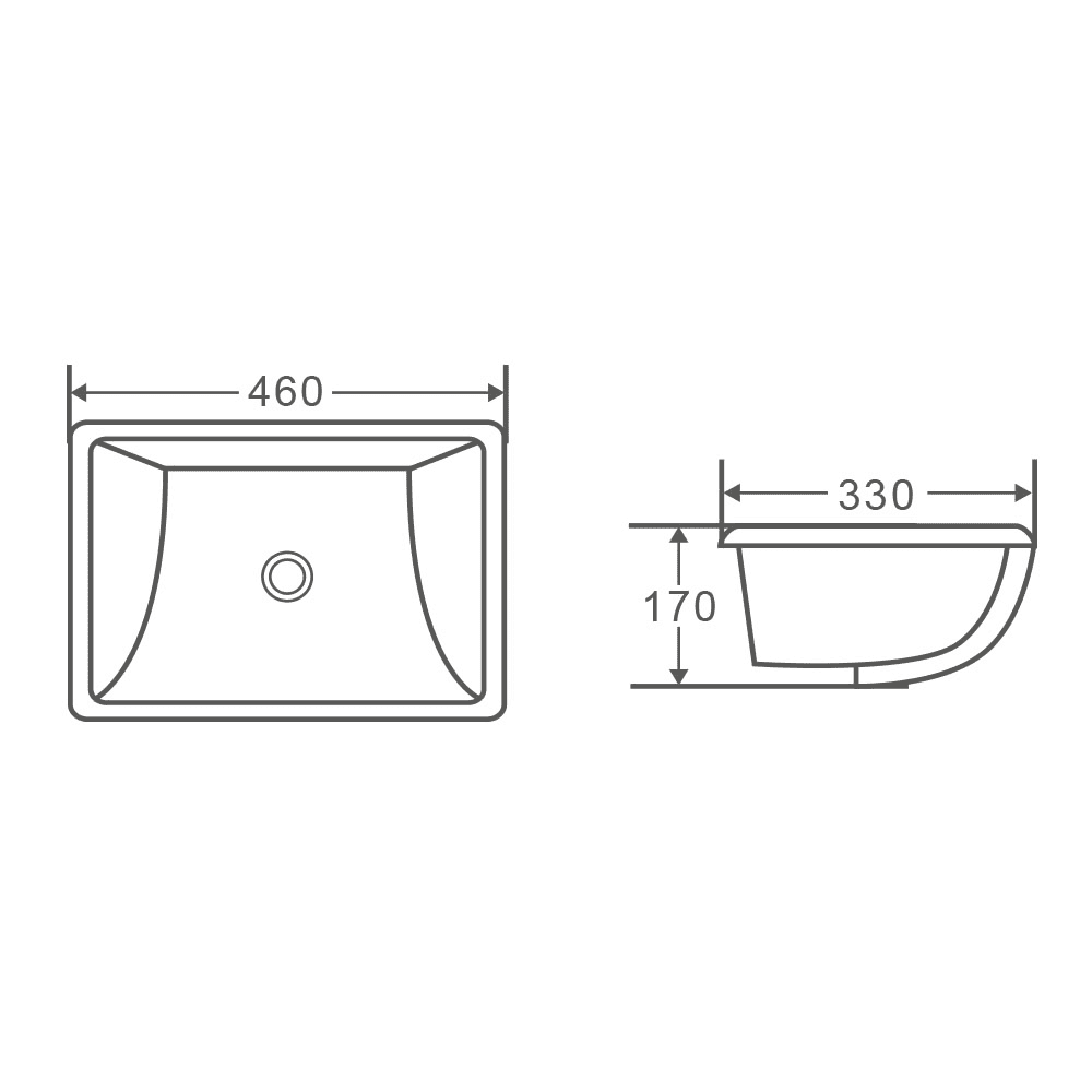 Nue 46 Undercounter Basin - Living and Bathroom