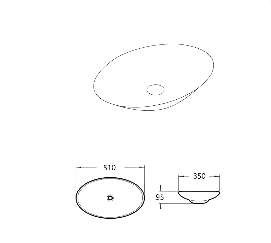 Cabrita Above Counter Basin 510*350*95 Gloss white