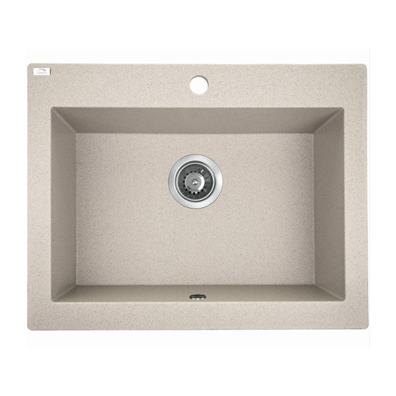 Laveo Komodo Beige Granite Single Bowl Stone Kitchen Sink 490*580*220mm(including Space Saving Siphon and Click-clack Plug)