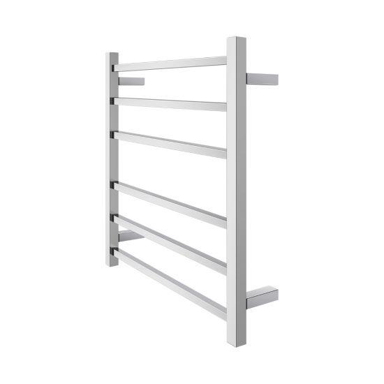 Square Chrome Electric Heated Towel Rack 6 Bars - Living and Bathroom