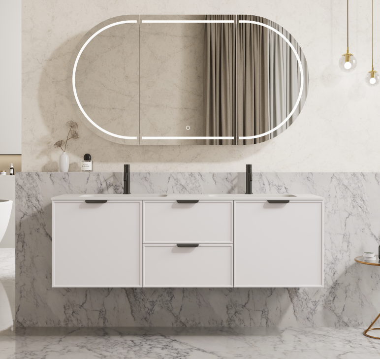 Miami PVC Waterproof Wall Hung Bathroom Vanity Matte White