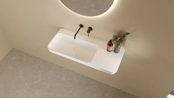 Rocca Solid Surface Stone Wall Hung Basin 900*400*120 Matte White