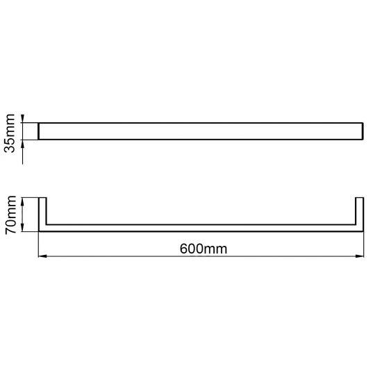 IVANO Series Square Chrome Single Towel Rail 600mm - Living and Bathroom