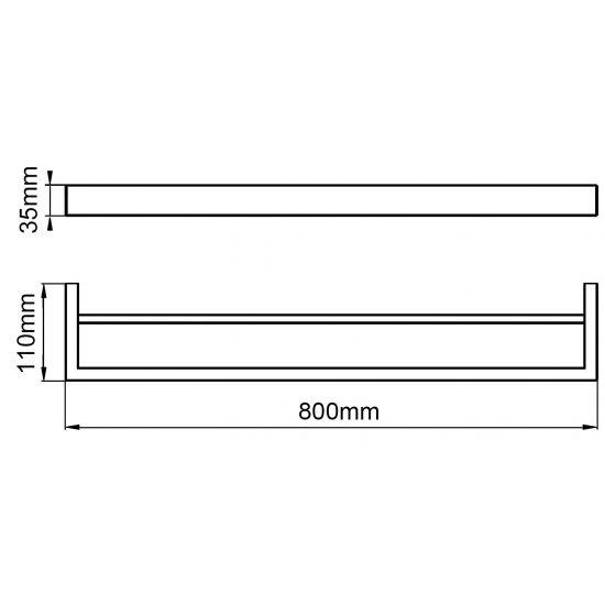 IVANO Series Square Chrome Double Towel Rail 800mm - Living and Bathroom