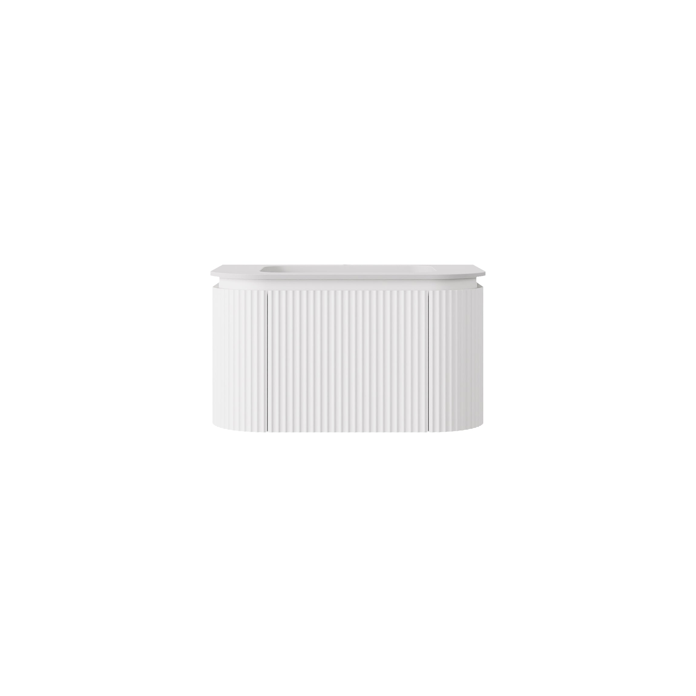 Estella Modern Curve Wall Hung Vanity PVC Cabinet Matte White
