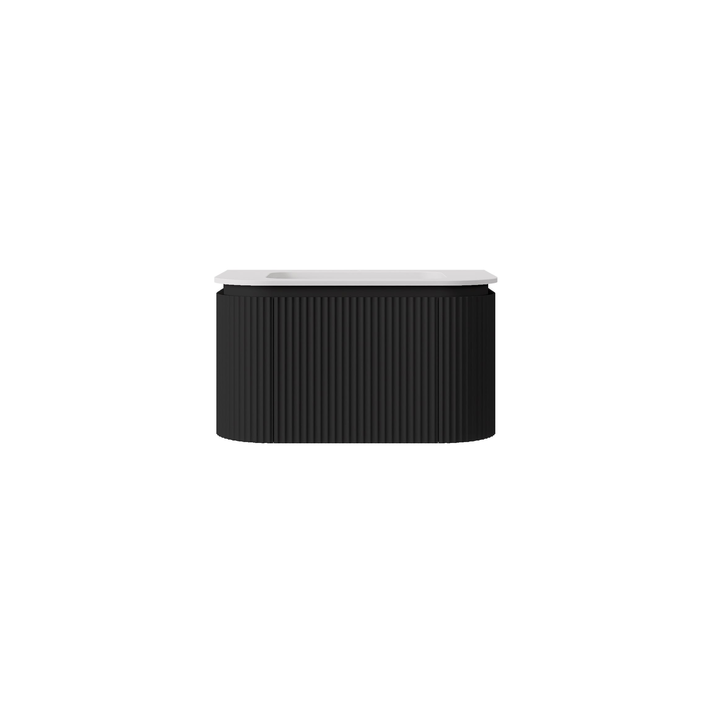 Estella Modern Curve Wall Hung Vanity PVC Cabinet Matte Black
