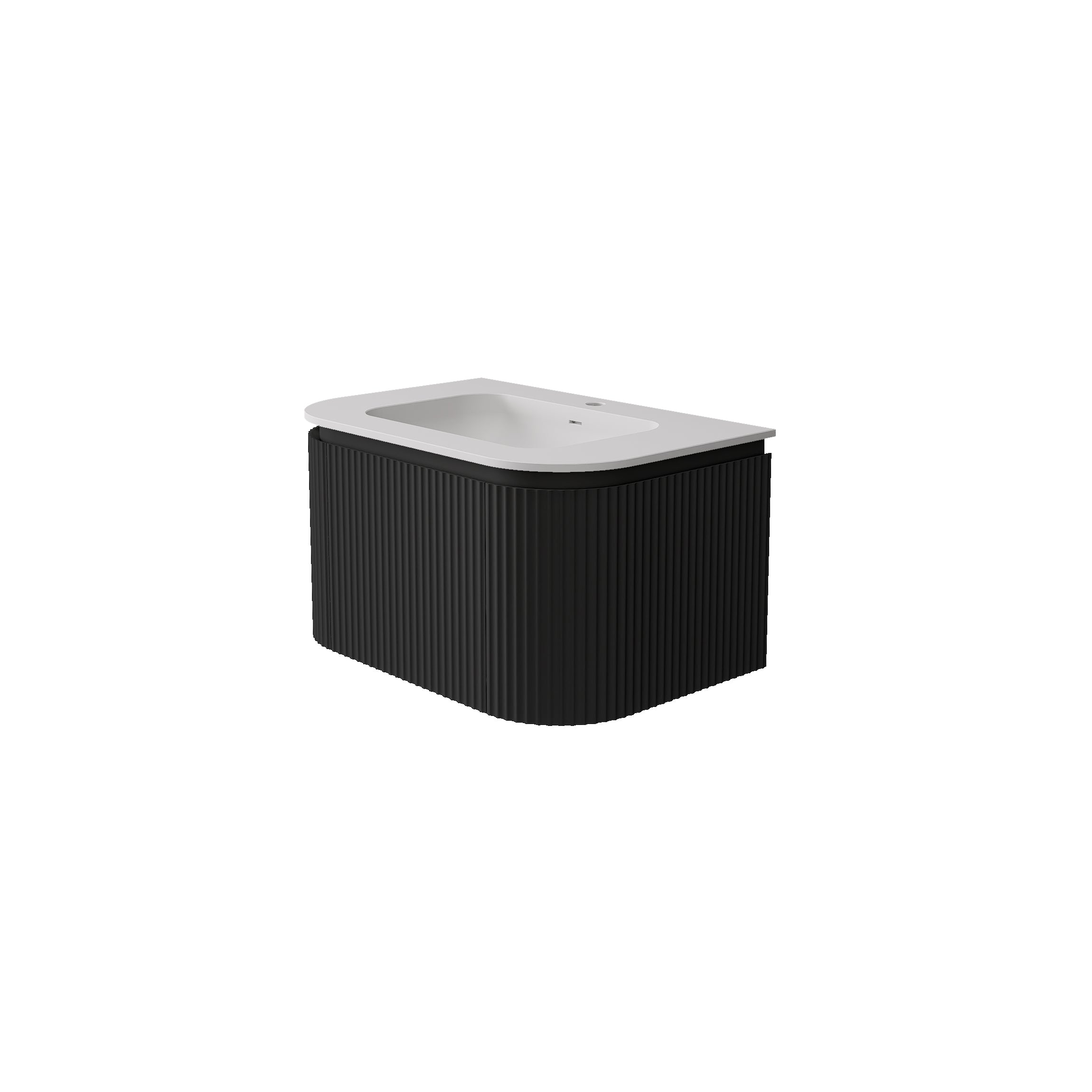 Estella Modern Curve Wall Hung Vanity PVC Cabinet Matte Black