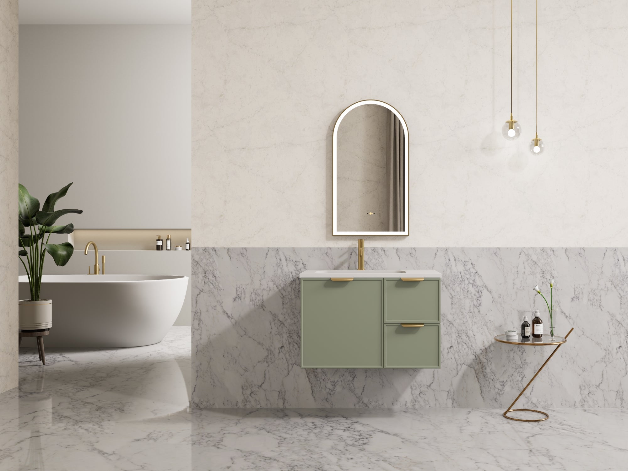 Miami PVC Waterproof Wall Hung Bathroom Vanity Olive Green