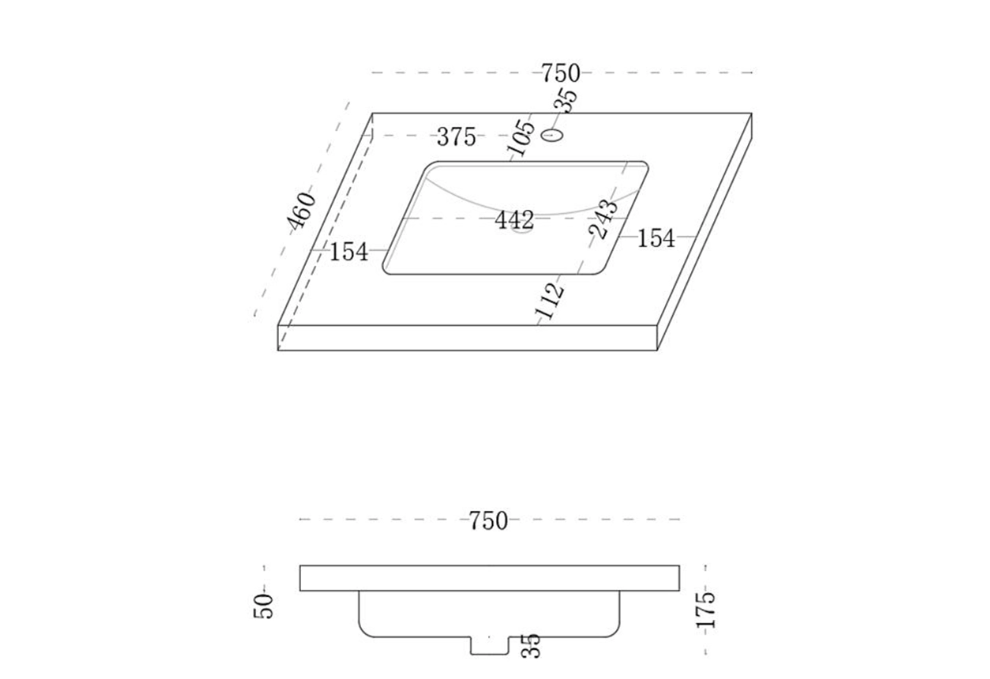 Ceto Diamond Undermount Sintered Stone Top With Seamless Ceramic Basin