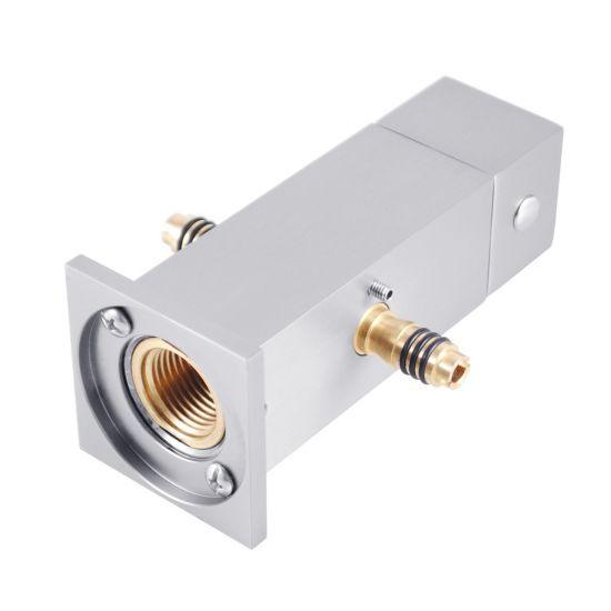 Square Brushed Nickel Shower Station without Shower Head and Handheld Shower - Living and Bathroom